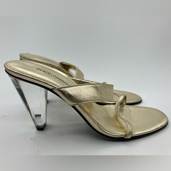 Dolce & Gabbana Gold Heels Women Size 37 1/2 US ( 6.5 -7 ) - Picture 2 of 13